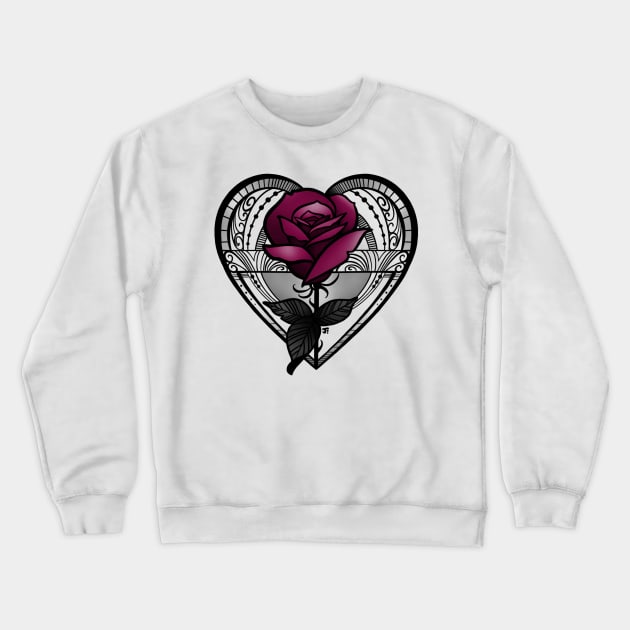 Rose and heart Crewneck Sweatshirt by Jhooray